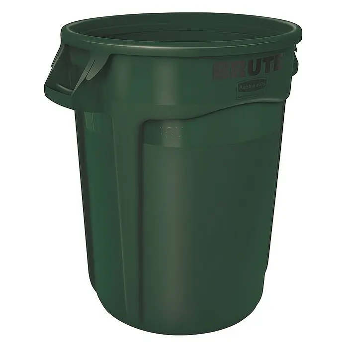 Proregal Standard-Mülleimer Rubbermaid Brute runde Mehrzwecktonne mit Belüftungskanälen - 121,1 l, Kunststoff, Dunkelgrün - Grüne "Brute" Mülltonne von Rubbermaid für Gewerbe und Haushalt, robust und langlebig. Ideal für Abfallentsorgung.