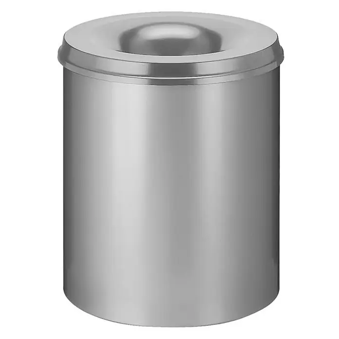 Proregal Papierkorb & Abfallsammler aus Metall selbstlöschend - 80 l, Metall, Grau - Silberfarbener, runder Metallbehälter mit Deckel. Ideal für Bad oder Küche, elegant und funktional.