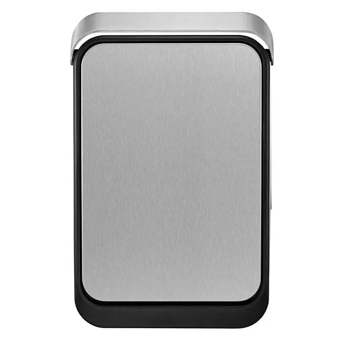 Proregal Standard Mülleimer Eleganter Abfalleimer aus gebürstetem Edelstahl mit Touch Bar - 30 l, Edelstahl, Silber - Hier ist ein kompakter, rechteckiger Mülleimer aus gebürstetem Edelstahl mit abgerundeten Ecken und schwarzem Sockel für den täglichen Gebrauch.