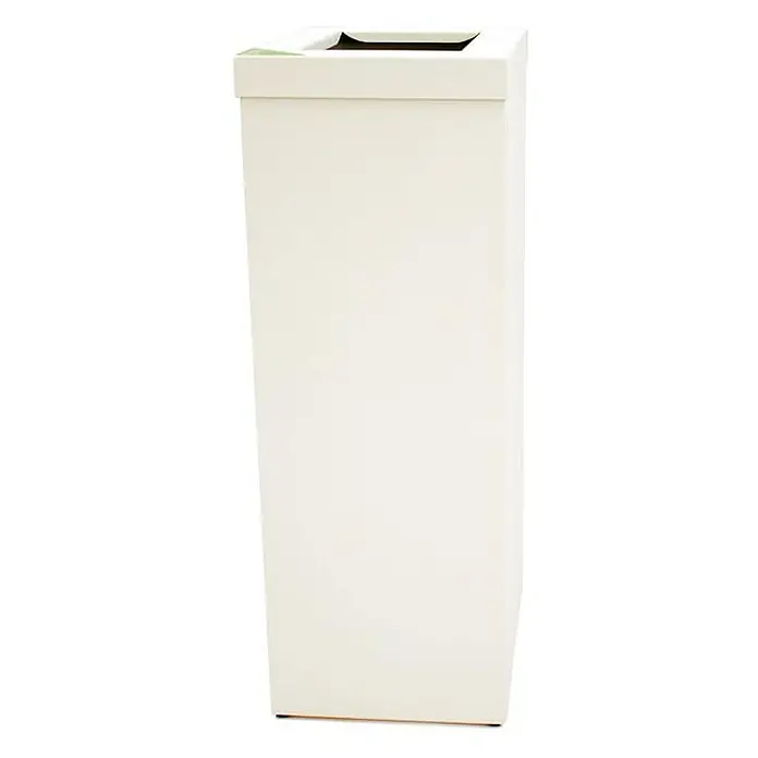 Proregal Standard Mülleimer Wertstoffsammler RecycloFlex 60 - 60 l, Aluminium, Weiß - Ein cremefarbener, moderner Papierkorb mit einer Öffnung oben, ideal für Büro oder Zuhause, mit minimalistischem Design.