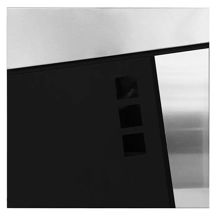 Proregal Wandbriefkasten Briefkasten - Anthrazit-Edelstahl, Metall, Zeitungsfach - Nahaufnahme eines modernen Dunstabzugshaube mit schwarzen und silbernen Elementen, die ein stilvolles Design aufweisen.