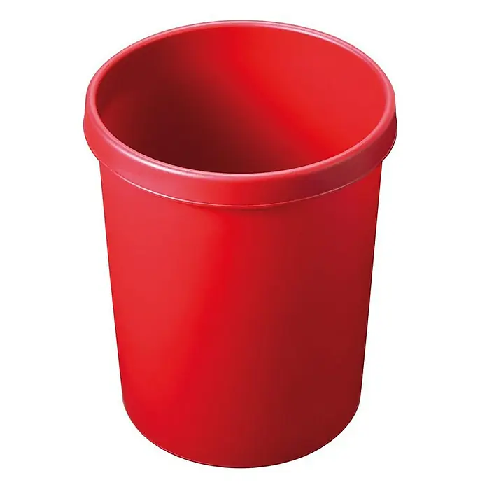 Proregal Papierkorb klassisch mit großem Einwurf - 45 l, Kunststoff, Rot - Roter Eimer aus Kunststoff, ein vielseitiger Behälter für verschiedene Zwecke, ideal für Haushalt und Büro.