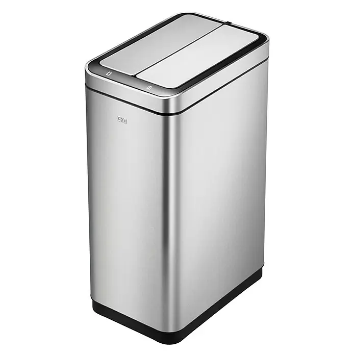 Proregal Sensormülleimer Stilvoller Sensor Abfalleimer aus gebürstetem Edelstahl - 30 l, Edelstahl, Silber - Der EKO Serenity Dual Abfallbehälter mit zwei Fächern, ideal für die Mülltrennung in Haushalten. Aus robustem Edelstahl gefertigt.