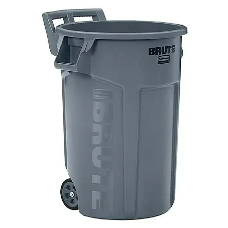 Proregal  Standard Mülleimer Rubbermaid Brute runde Mehrzwecktonne auf zwei Rädern mit Belüftungskanälen