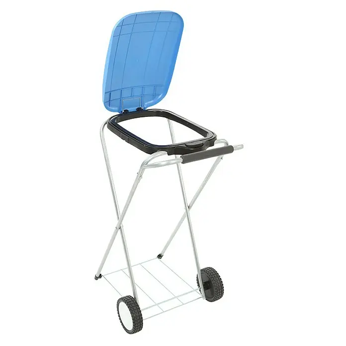 Proregal Müllsackständer Klassisch mit Deckel und Rollen -  - Wäschewagen mit Rädern und blauem Deckel. Praktische Lösung für den Haushalt, ideal zum einfachen Transportieren der Wäsche.