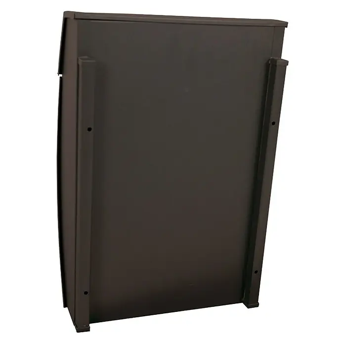 Proregal Wandbriefkasten Geronan mit Namensschild - Schwarz, Metall, Namensschild - Rückseite eines eleganten, schwarzen Briefkastens aus Metall, ideal für den Außenbereich und sichere Postzustellung.