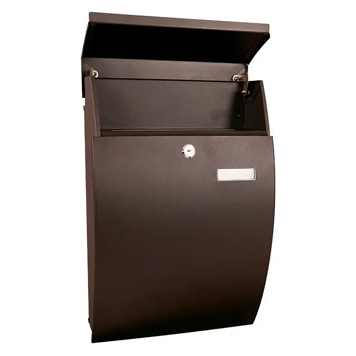 Proregal Wandbriefkasten Geronan mit Namensschild - Schwarz, Metall, Namensschild - Abgebildeter Briefkasten mit abschließbarer Tür und Namensschild. Optimal für den Empfang von Postsendungen.