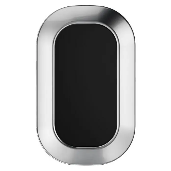Proregal Standard-Mülleimer Stilvoller ovaler offener Abfallsammler aus gebürstetem Edelstahl - 60 l, Edelstahl, Silber - Nahaufnahme eines länglichen Magnetplatten-Smartphone-Halters mit Chromrand und schwarzem Mittelteil für den Kfz-Bereich.