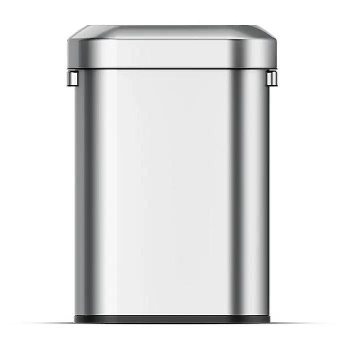 Proregal Standard-Mülleimer Stilvoller ovaler offener Abfallsammler aus gebürstetem Edelstahl - 60 l, Edelstahl, Silber - Ein schlanker, rechteckiger, silberner Abfalleimer mit einem schlichten Design. Perfekt für moderne Küchen oder Badezimmer.