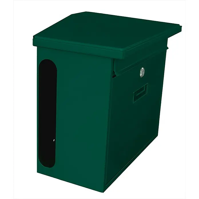 Proregal Wandbriefkasten Zamoran aus verzinktem Stahl mit Namensschild - Grün, Stahl, Namensschild - Ein grüner Briefkasten mit Zeitungsfach und Schloss. Ideal für den sicheren Empfang von Post und Zeitungen im Außenbereich.