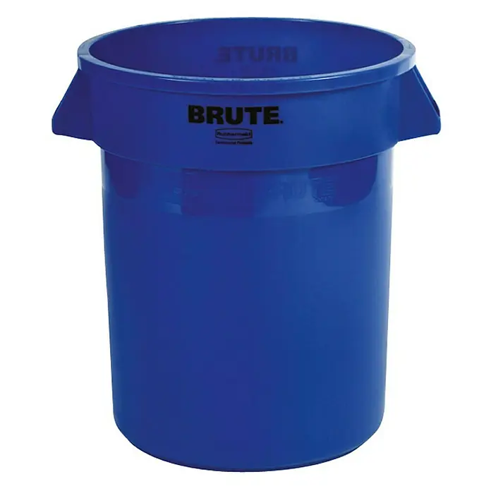 Proregal Standard-Mülleimer Rubbermaid Brute runde Mehrzwecktonne mit Belüftungskanälen - 75,7 l, Kunststoff, Blau - Blauer Rubbermaid Brute Mülleimer mit Griffen. Ideal für den Einsatz in Gewerbe und Industrie, robust und langlebig.