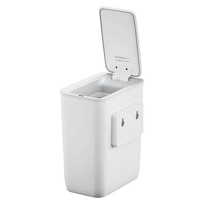 Proregal Sensormülleimer Moderner quadratischer Abfalleimer mit Smart Sensor zur Wandmontage - 8 l, Kunststoff, Weiß - Ein offener, weißer, eckiger Mülleimer, der sich ideal für die Abfallentsorgung eignet und durch sein schlichtes Design überzeugt.