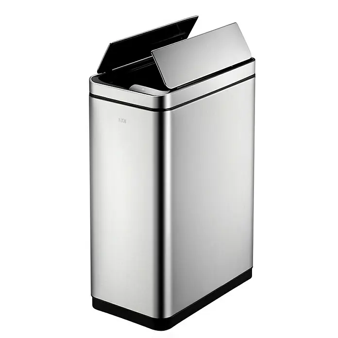 Proregal Sensormülleimer Stilvoller Sensor Abfalleimer aus gebürstetem Edelstahl - 45 l, Edelstahl, Silber - Eleganter, rechteckiger Mülleimer aus Edelstahl mit Sensoröffnung für hygienische Abfallentsorgung in modernem Design.