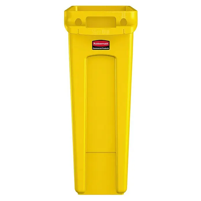 Proregal Standard-Mülleimer Rubbermaid Slim Jim Mülleimer mit Belüftungskanälen - 87 l, Kunststoff, Gelb - Gelber Rubbermaid Slim Jim Abfallbehälter, ideal für enge Räume.