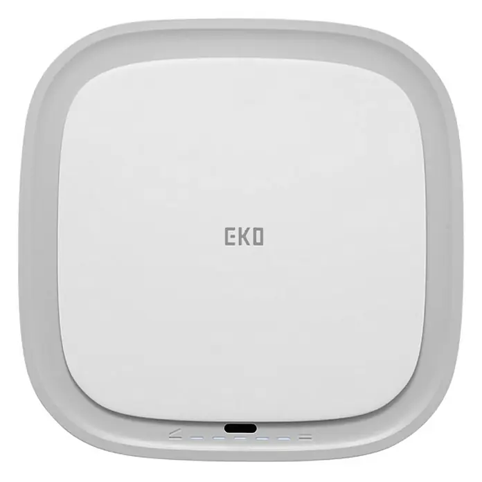 Proregal Sensormülleimer Moderner quadratischer Abfalleimer mit Smart Sensor - 12 l, Kunststoff, Weiß - Weißer EKO-Kosmetikspiegel mit abgerundetem, grauem Rahmen, ideal für die tägliche Schönheitsroutine und präzises Auftragen von Make-up.