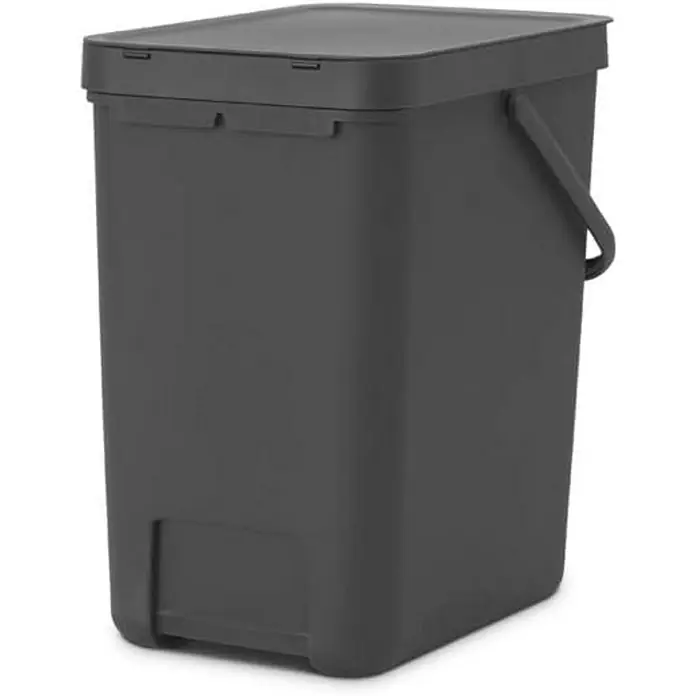 Proregal Standard Mülleimer Brabantia Abfallsammler mit Stay-open Deckel - 25 l, Kunststoff, Dunkelgrau - Grauer Küchenabfalleimer mit Deckel und Griff zum einfachen Entleeren und Reinigen für eine saubere und hygienische Küche.