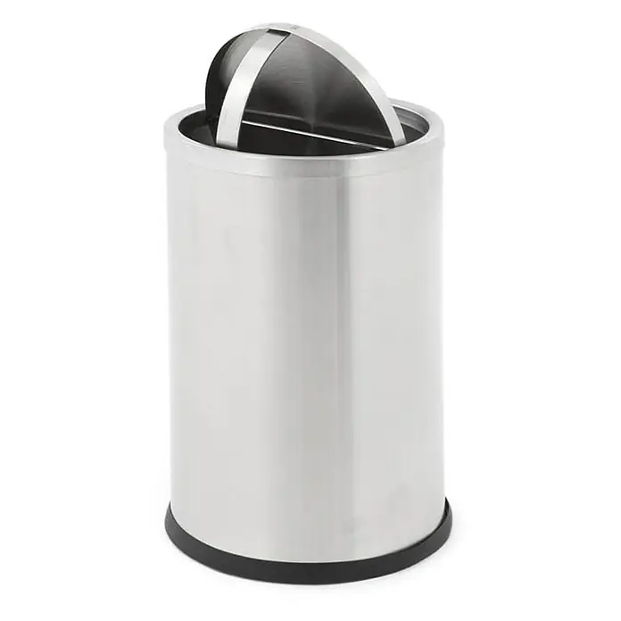 Proregal Papierkorb doppelwandig & eckig aus Edelstahl - 10 l, Edelstahl, Silber - Ein moderner, zylindrischer Abfalleimer aus Edelstahl mit Schwingdeckel. Er bietet eine stilvolle Lösung für die Abfallentsorgung im Haushalt.