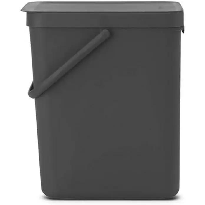 Proregal Standard Mülleimer Brabantia Abfallsammler mit Stay-open Deckel - 25 l, Kunststoff, Dunkelgrau - Grauer, rechteckiger Eimer mit Deckel und Griff, ideal für Abfallentsorgung und Ordnung im Haushalt. Praktisch und stilvoll.