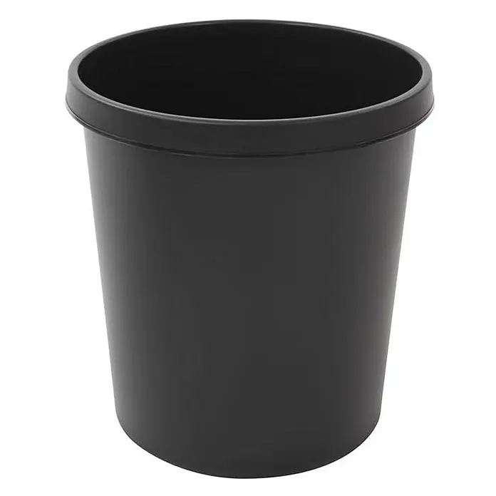 Proregal Papierkorb klassisch & rund aus Kunststoff - 18 l, Kunststoff, Schwarz - Schwarzer, zylindrischer Mülleimer mit verstärktem Rand und glatter Oberfläche für den Innenbereich.