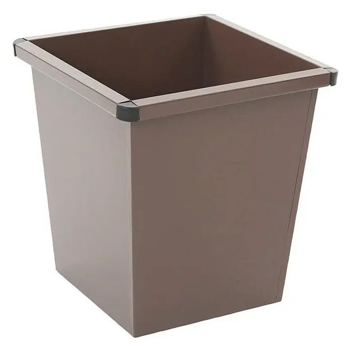 Proregal Papierkorb Viereckig aus Metall mit Stoßecken aus Kunststoff - 27 l, Metall, Braun - Brauner, quadratischer Behälter mit schwarzem Rand, ideal für Büro oder Zuhause. Praktischer und stilvoller Papierkorb.