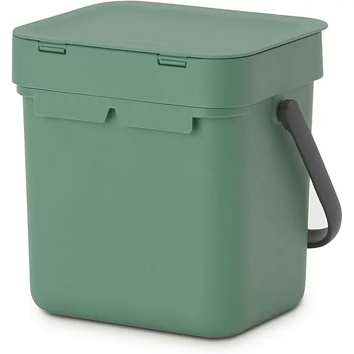 Proregal Standard Mülleimer Brabantia Abfallsammler mit Stay-open Deckel - 3 l, Kunststoff, Dunkelgrün - Grüner Bio-Abfalleimer mit Deckel und Griff, ideal für die Küche zur Kompostierung von organischen Abfällen. Praktisch und umweltfreundlich.