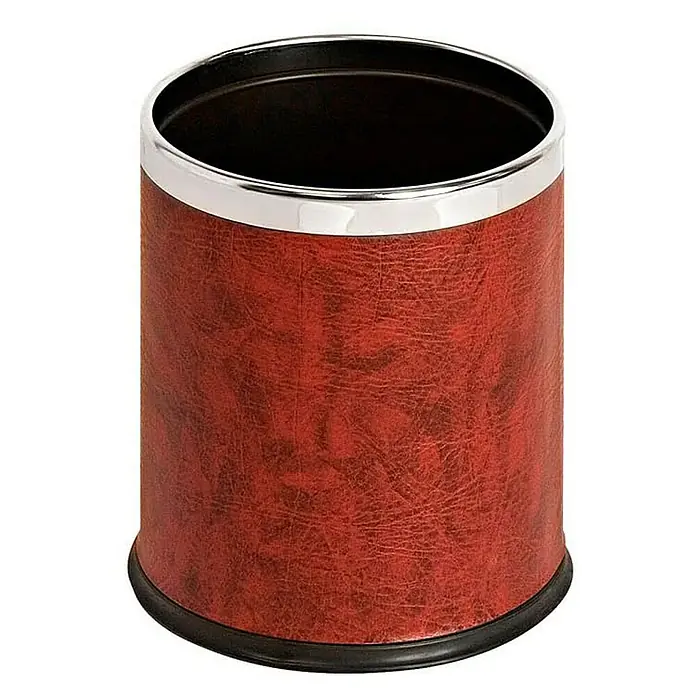 Proregal Papierkorb elegant & doppelwandig in Lederoptik - 10 l, Edelstahl, Bordeaux - Dieser stilvolle Papierkorb in Lederoptik mit silberfarbenem Rand ist eine elegante Ergänzung für jedes Büro oder Zuhause.
