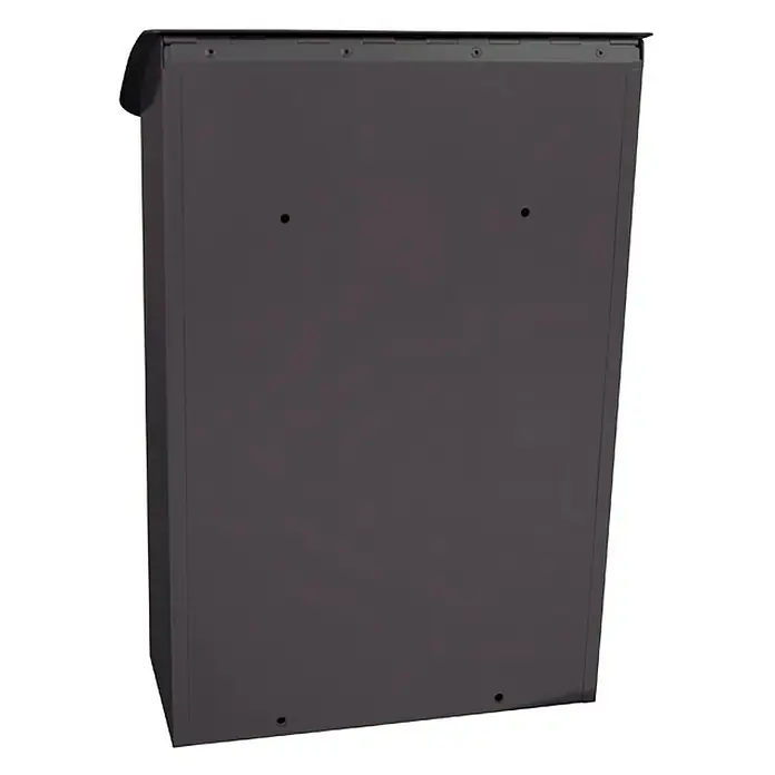 Proregal Wandbriefkasten Lugon aus verzinktem Stahl mit Namensschild - Anthrazit, Stahl, Namensschild - Nahaufnahme eines schlichten, kastenförmigen Briefkastens aus dunklem Metall, ideal für den Außenbereich und zur sicheren Postaufbewahrung.