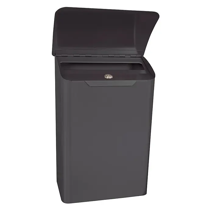Proregal Wandbriefkasten Lugon aus verzinktem Stahl mit Namensschild - Anthrazit, Stahl, Namensschild - Ein grauer Briefkasten mit geöffnetem Deckel, ideal für die sichere Aufbewahrung Ihrer Post und Pakete. Er ist robust und stilvoll.
