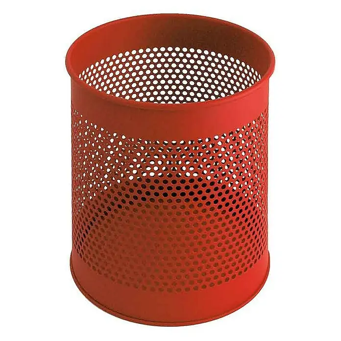 Proregal Papierkorb rund & perforiert aus Metall - 15 l, Metall, Rot - Roter, zylindrischer Papierkorb aus perforiertem Metall. Ideal für Büro oder Zuhause, robust und stilvoll.