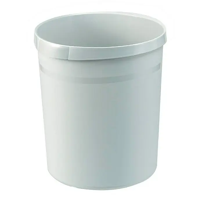 Proregal Papierkorb klassisch & rund aus Kunststoff - 18 l, Kunststoff, Grau - Leerer, runder, weißer Kunststoffeimer mit stabilem Rand. Ideal für verschiedene Zwecke im Haushalt oder Garten, robust und leicht zu reinigen.