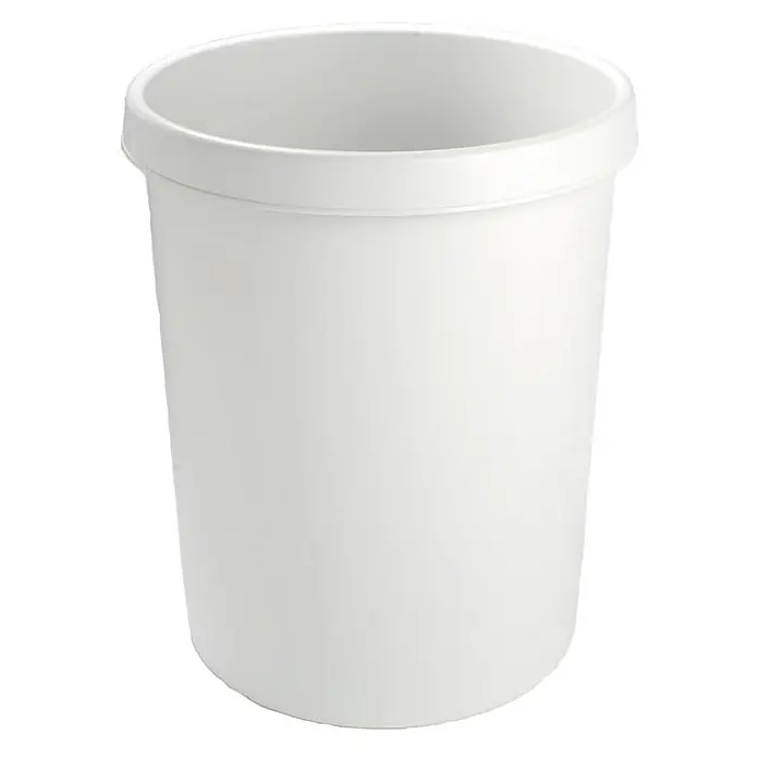 Proregal Papierkorb klassisch mit großem Einwurf - 45 l, Kunststoff, Lichtgrau - Weiße Kunststoff-Mülltonne, ideal für Büro oder Küche. Robuste Bauweise mit verstärktem Rand für lange Haltbarkeit und einfache Reinigung.