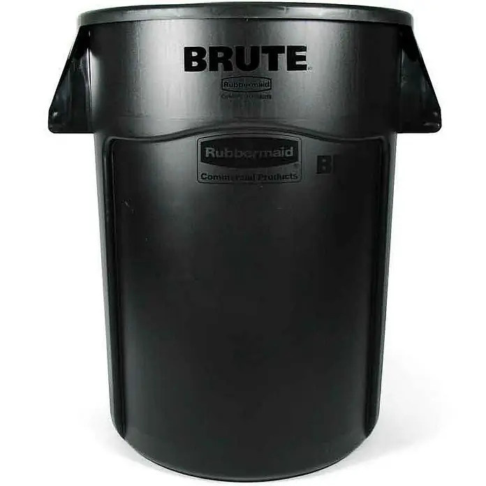 Proregal Standard-Mülleimer Rubbermaid Brute runde Mehrzwecktonne mit Belüftungskanälen - 166,5 l, Kunststoff, Schwarz - Schwarzer "Brute" Mülleimer von Rubbermaid. Der robuste Behälter ist ideal für gewerbliche und private Zwecke, um Abfall effizient zu sammeln und zu lagern.