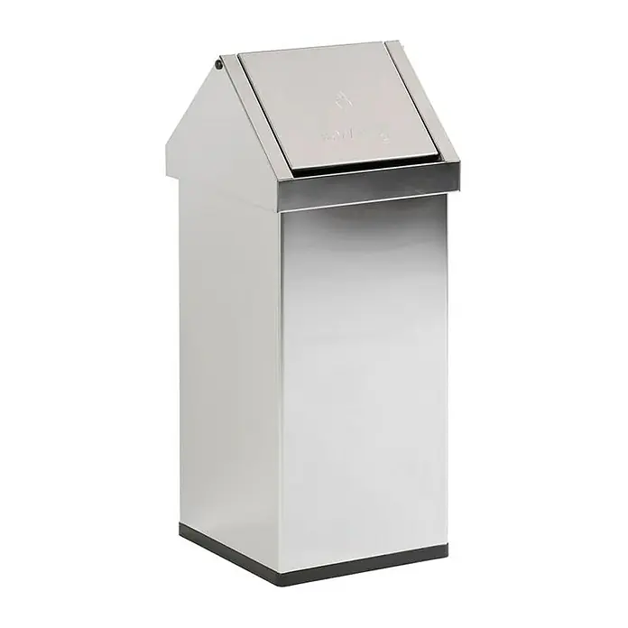 Proregal Standard-Mülleimer Eckiger Edelstahl Abfallbehälter Haiti mit Swingdeckel - 55 l, Edelstahl, Edelstahl - Dieser hochwertige Edelstahl-Abfallbehälter mit Deckel ist ideal für den Innenbereich und bietet eine stilvolle Lösung für die Abfallentsorgung.