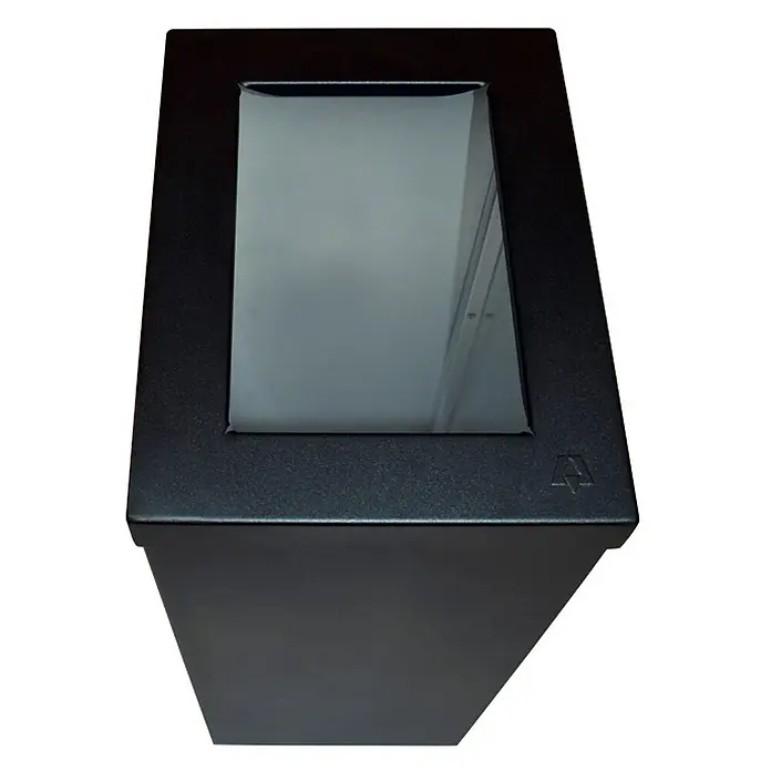 Proregal Standard-Mülleimer Wertstoffsammler RecycloFlex 60 - 60 l, Aluminium, Schwarz - Produktansicht: Schwarzer Infoständer mit Bildschirm. Ideal für Ausstellungen und Veranstaltungen zur Präsentation von Informationen.