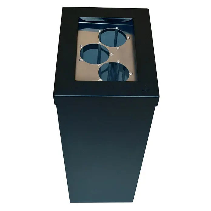 Proregal Standard-Mülleimer Wertstoffsammler RecycloFlex 60 - 60 l, Aluminium, Schwarz - Schwarzer Blumenkasten mit mehreren Löchern oben. Ein stilvoller und moderner Blumenkasten für drinnen oder draußen.