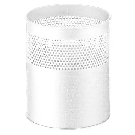 Runder halbperforierter Papierkorb aus Metall | 15 Liter | HxØ 32x26cm | Weiß