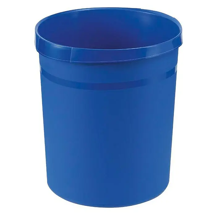 Proregal Papierkorb klassisch & rund aus Kunststoff - 18 l, Kunststoff, Blau - Nahaufnahme eines blauen Kunststoffeimers mit verstärktem Rand, ideal für Reinigungsarbeiten oder zur Müllentsorgung im Haushalt.