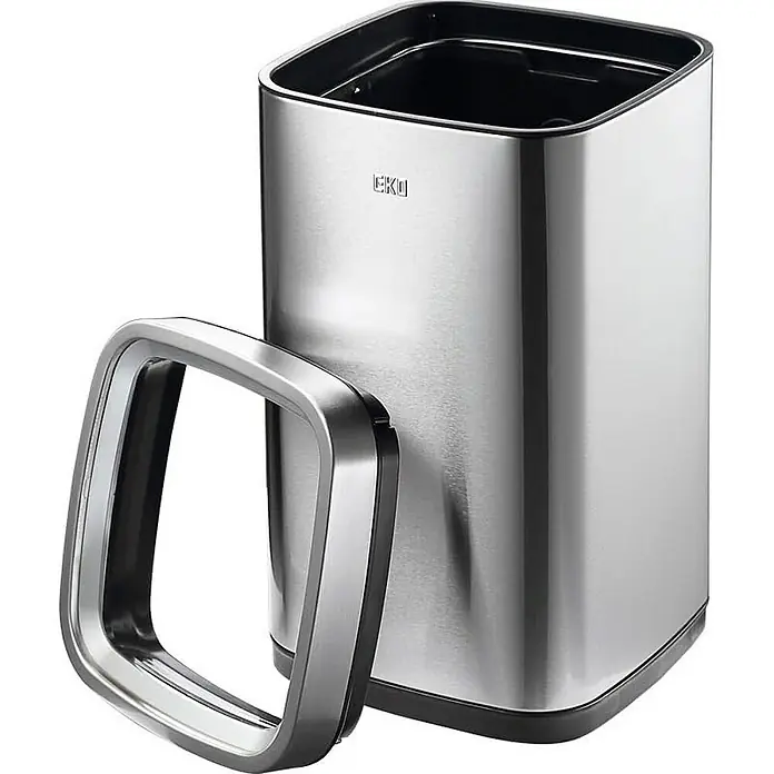 Proregal Standard Mülleimer Quadratischer Abfalleimer aus mattem Edelstahl mit offenem Einwurf - 12 l, Edelstahl, Silber - Ein offener, moderner EKO Phantom Mülleimer aus Edelstahl mit abnehmbarem Deckel für einfaches Entleeren und Reinigen.