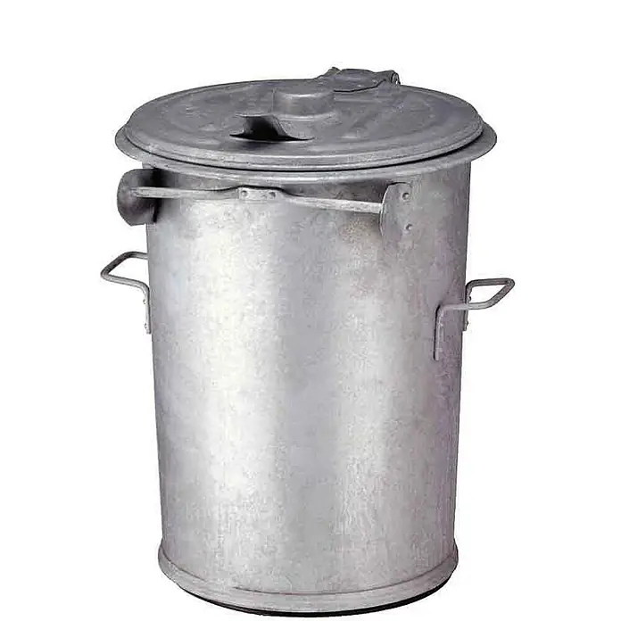 Proregal Standard-Mülleimer Feuerfeste runde Mülltonne aus Stahl - 90 l, Stahl, Silber - Metall Mülltonne mit Deckel. Die robuste Tonne ist ideal für Gartenabfälle und Hausmüll, stabil und langlebig.