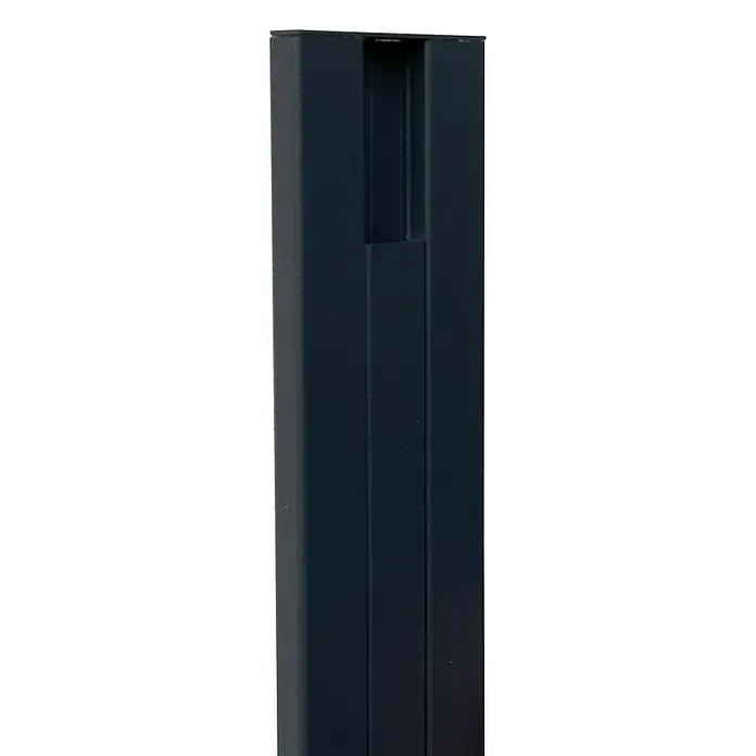 Joda Wandanschluss Kingston - B x H: 6,5 x 195 cm, Anthrazit, cWPC (Coextruded Wood Polymer Composite), Passend für: Kingston System - Nahaufnahme einer schlanken, dunkelblauen Säule mit einer Aussparung, die modernes Design und Funktionalität vereint. Ideal für minimalistische Projekte.