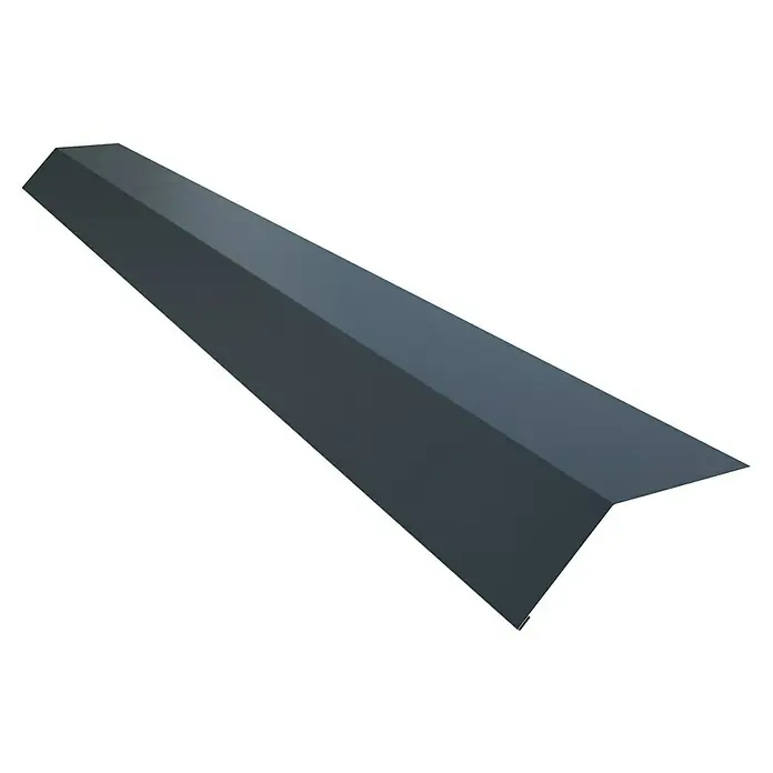 Traufblech für SW Dachpaneele - Anthrazit, Länge: 200 cm, Stahl - Nahaufnahme einer grauen Dachabdeckung aus Metall, ideal für den Schutz und die Ästhetik Ihres Daches. Robust und langlebig.