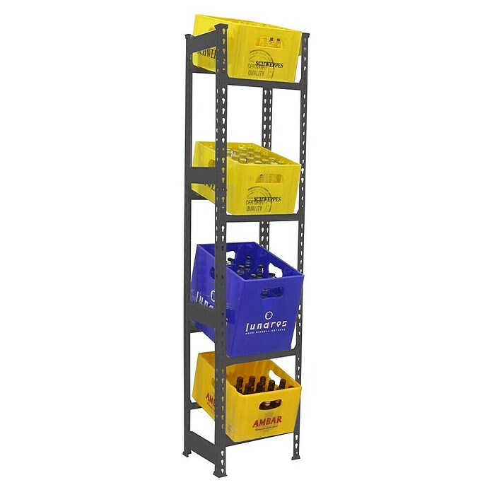 Simonrack Simonbottle Getränkekistenregal Bottleclick (H x B x T: 200 x 40 x 30 cm, Traglast Einlegeboden: 100 kg, Anzahl Böden: 4 Stk., Stecken, Anthrazit) | BAUHAUS