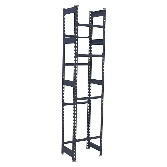 Simonrack Simonbottle Getränkekistenregal Bottleclick - H x B x T: 200 x 40 x 30 cm, Traglast Einlegeboden: 100 kg, Anzahl Böden: 4 Stk., Stecken, Anthrazit - Regal: Das Bild zeigt ein graues Schwerlastregal mit mehreren Regalböden, ideal für Lagerung und Organisation.