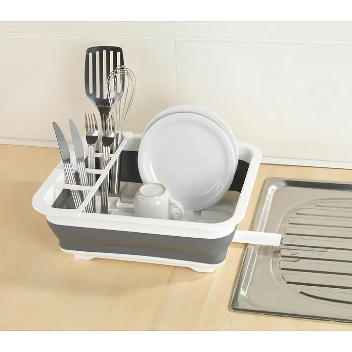 Wenko Abtropfgestell - L x B x H: 36,5 x 31 x 13 cm, Kunststoff - Abtropfgestell für Geschirr: Praktisches Abtropfgestell mit Geschirr, Besteck und Küchenutensilien, ideal für die Küche.