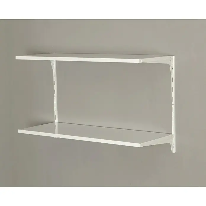Element System Classic Regal-Set Office 2 RS50 - L x B x H: 33,2 x 82,8 x 49,6 cm, Traglast Einlegeboden: 30 kg, Weiß - Weißes Wandregal mit zwei Regalböden und Metalleisten zur flexiblen Höhenverstellung, ideal für Büro oder Wohnraum zur Aufbewahrung.