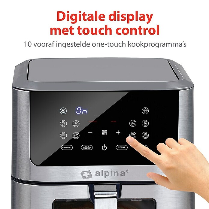 Alpina Airfryer (Zilver / Zwart, Hoogte: 36,5 mm, 1.800 W) | BAUHAUS