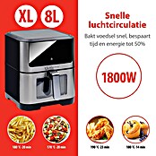Alpina Airfryer (Zilver / Zwart, Hoogte: 36,5 mm, 1.800 W) | BAUHAUS