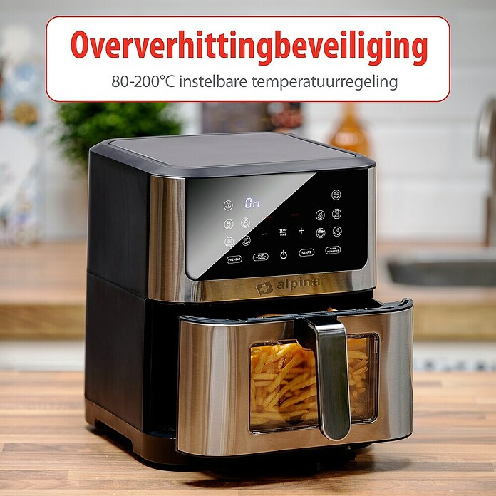 Alpina Airfryer (Zilver / Zwart, Hoogte: 36,5 mm, 1.800 W) | BAUHAUS