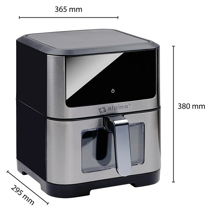 Alpina Airfryer (Zilver / Zwart, Hoogte: 36,5 mm, 1.800 W) | BAUHAUS