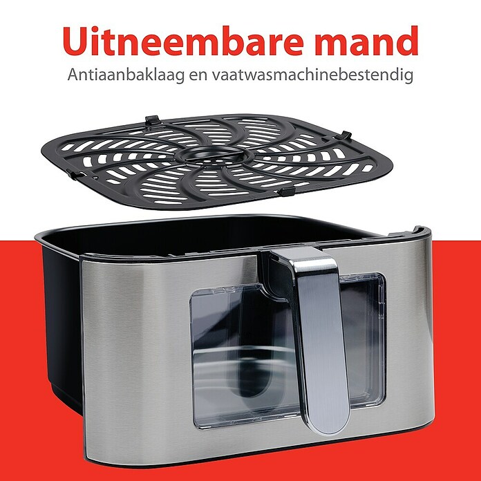 Alpina Airfryer (Zilver / Zwart, Hoogte: 36,5 mm, 1.800 W) | BAUHAUS
